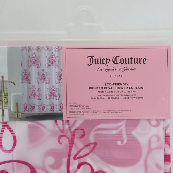 (#121) Juicy Couture PEVA Clear Shower Curtain Liner Bathroom 70x72" - Picture 5 of 5